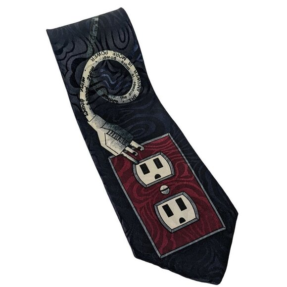 Home Improvement TV Show The Answer Is More Power Electric Outlet Novelty Tie - Picture 1 of 7